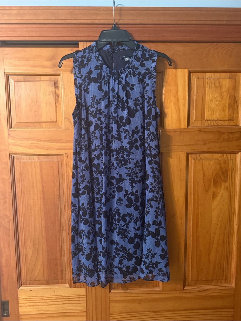 Tommy Hilfiger Navy and Black Floral Sleeveless Midi Dress